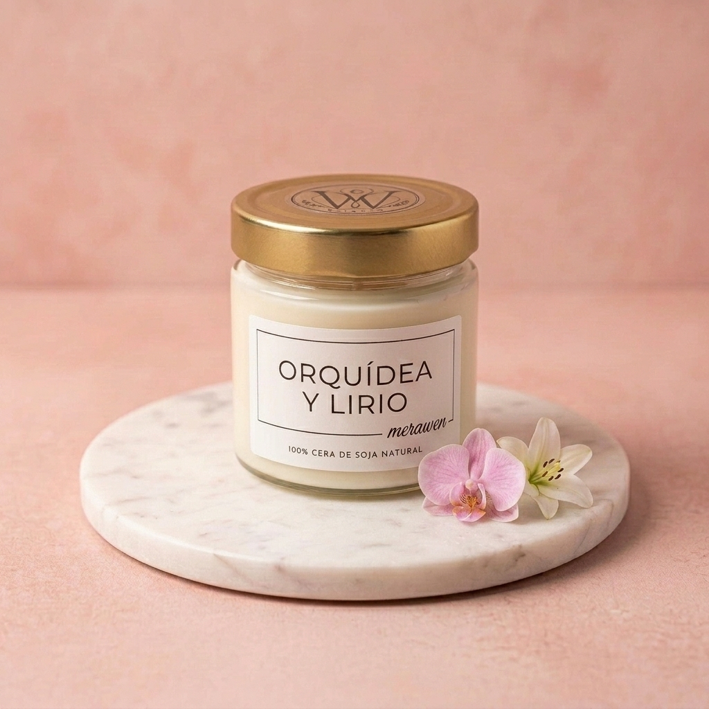 Vela de Orquídea y Lirio